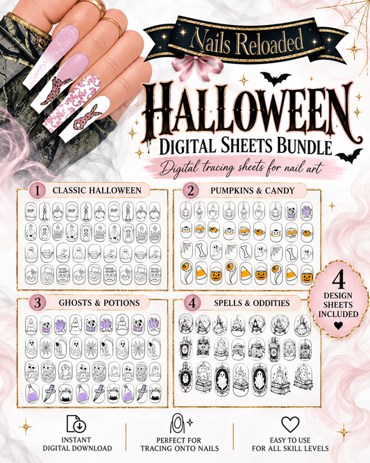 🎃 Halloween Nail Art Digital Tracing Bundle 👻